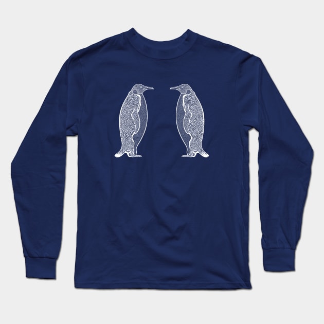 Emperor Penguins in Love - cool and cute Arctic animal design Long Sleeve T-Shirt by Green Paladin